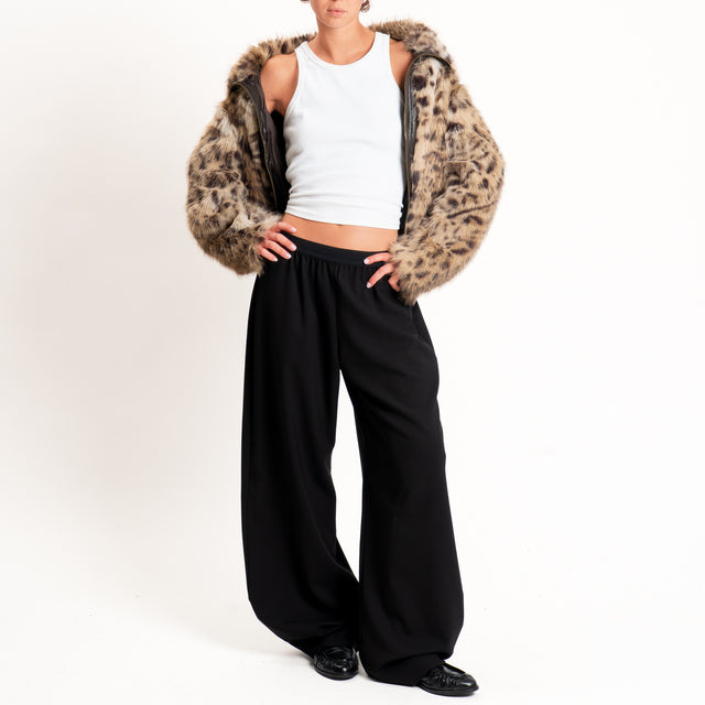Tensione in-Pantalone wide leg elastico in vita - nero