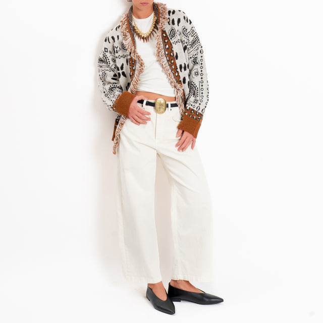 Tensione in-Pantalone cropped con cintura - burro