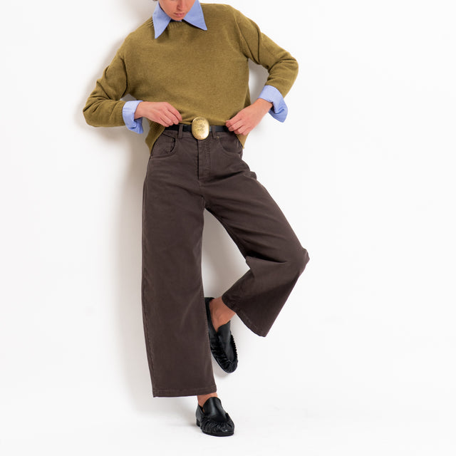 Tensione in-Pantalone cropped con cintura - moro