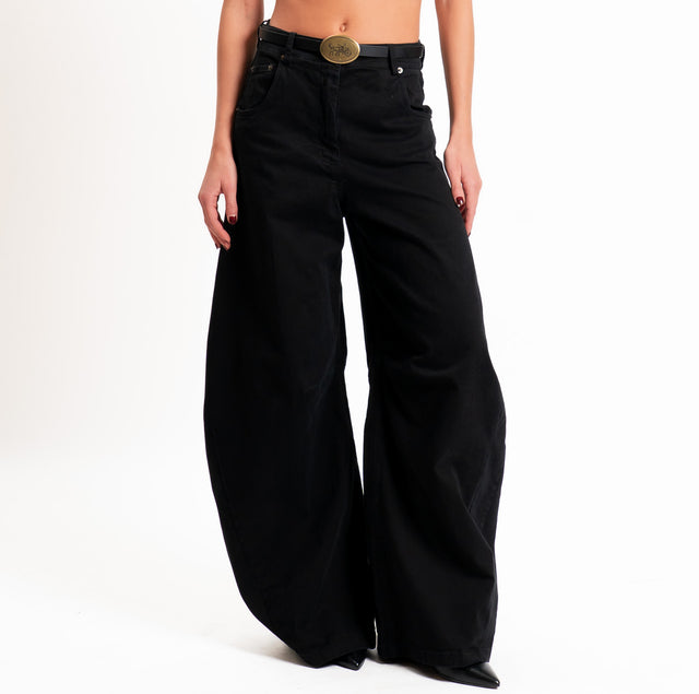 Tensione in-Pantalone LOUVRE barrel con cintura - nero