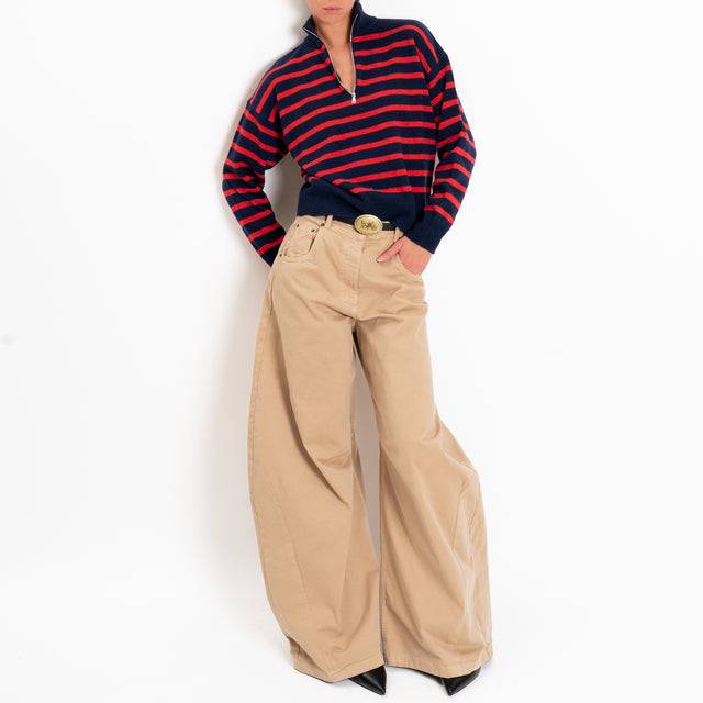 Tensione in-Pantalone barrel con cintura - cammello