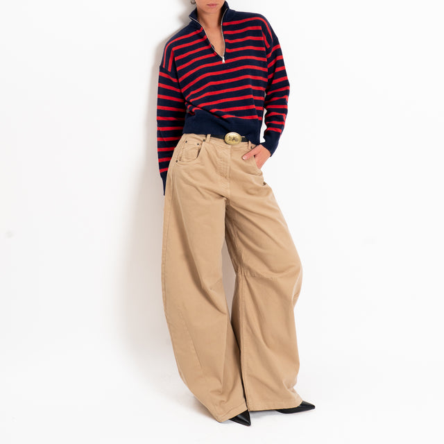 Tensione in-Pantalone barrel con cintura - cammello