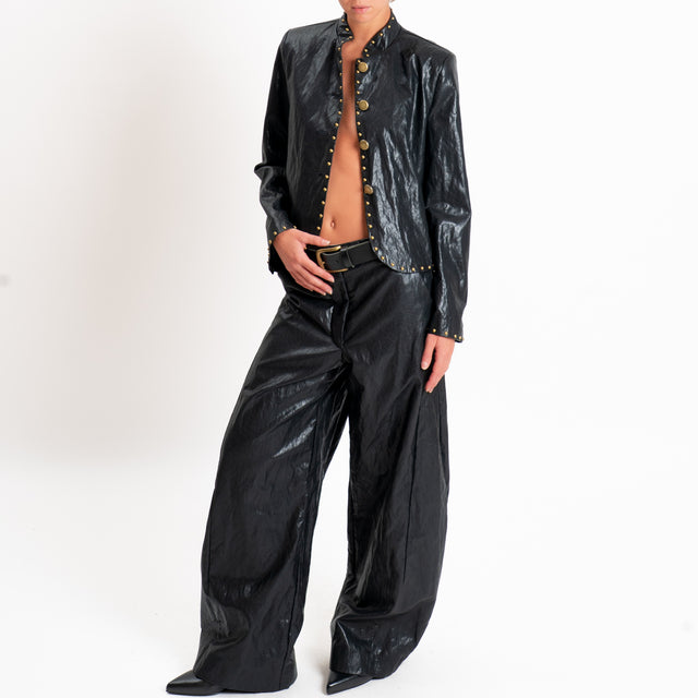 Tensione in-Pantalone barrel similpelle - nero
