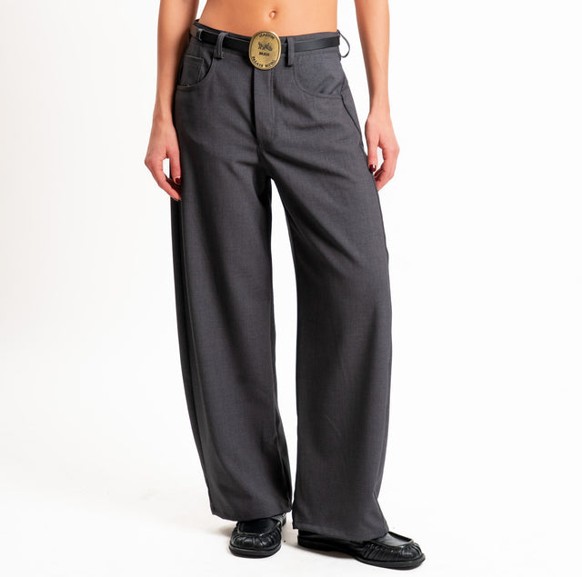 Tensione in-Pantalone tessuto elasticizzato con cintura - antracite