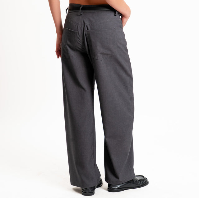 Tensione in-Pantalone tessuto elasticizzato con cintura - antracite