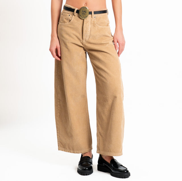 Tensione in-Pantalone velluto cinque tasche - cammello