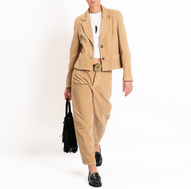 Tensione in-Pantalone velluto cinque tasche - cammello