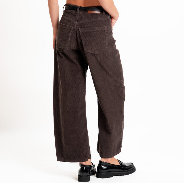 Tensione in-Pantalone velluto cinque tasche - moro