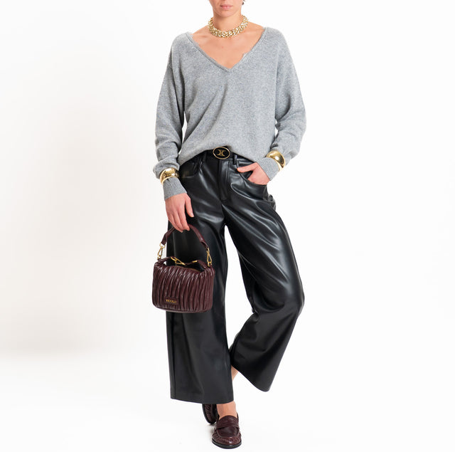 Tensione in-Pantalone similpelle con cintura - nero