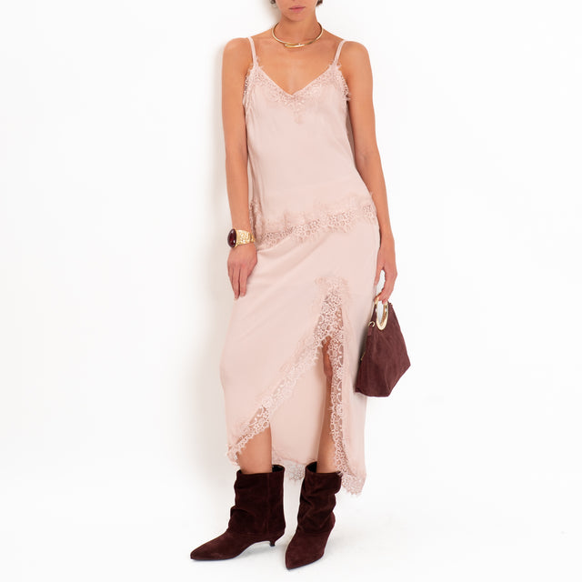 Tensione in-Top bretelle regolabili con pizzo - rosa