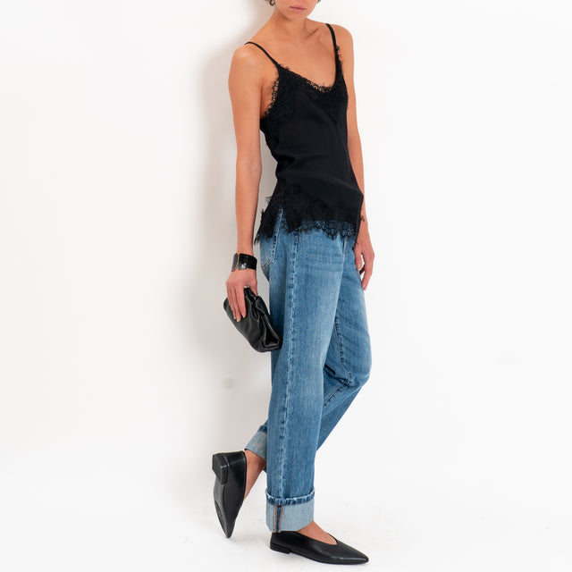 Tensione in-Top bretelle regolabili con pizzo - nero