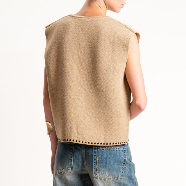 Tensione in-Gilet misto alpaca ricamato - camel/black