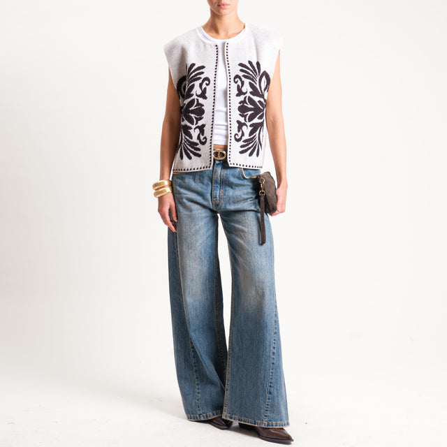 Tensione in-Gilet misto alpaca ricamato - off white/brown