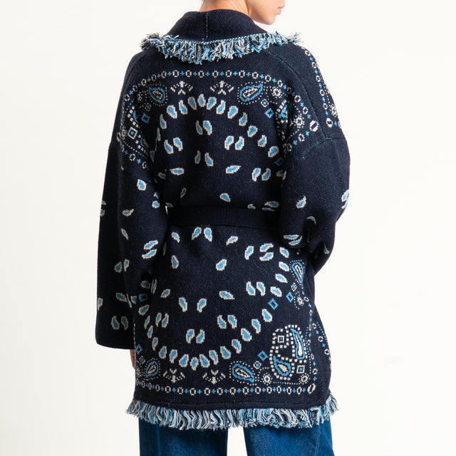 Tensione in-Cardigan misto alpaca fantasia bandana - blu/celeste/latte