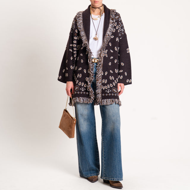 Tensione in-Cardigan misto alpaca fantasia bandana - moro/latte