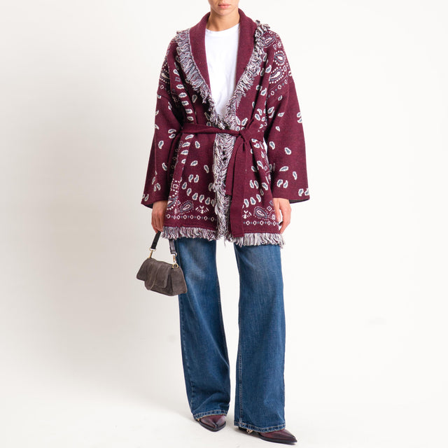 Tensione in-Cardigan misto alpaca fantasia bandana - burgundy/grigio/latte