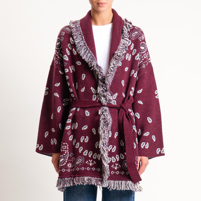 Tensione in-Cardigan misto alpaca fantasia bandana - burgundy/grigio/latte
