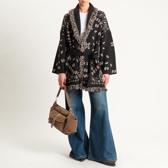 Tensione in-Cardigan misto alpaca fantasia bandana - brown/latte/nero