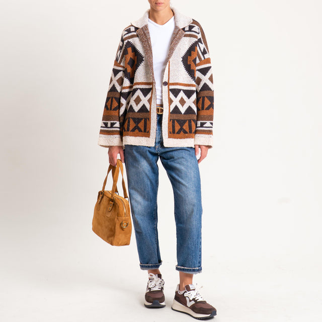 Tensione in-Cardigan misto alpaca - rust/casha/moro