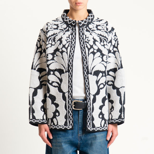 Tensione in- Giacca in maglia jacquard - black/off white