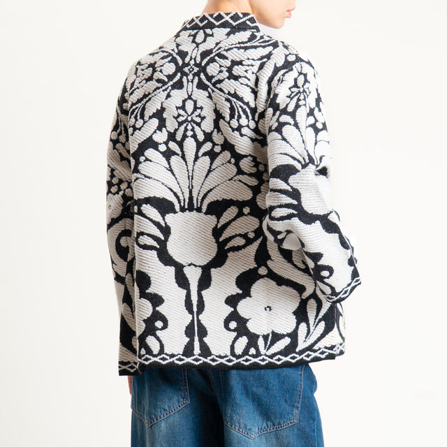 Tensione in- Giacca in maglia jacquard - black/off white