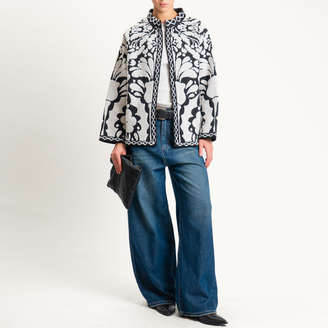 Tensione in- Giacca in maglia jacquard - black/off white
