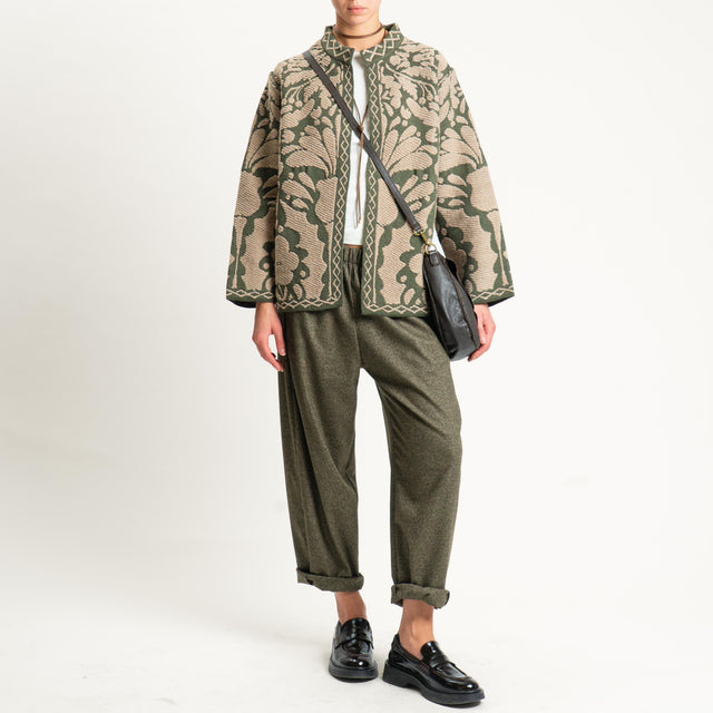 Tensione in- Giacca in maglia jacquard - green/taupe