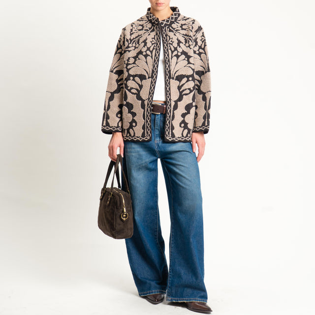 Tensione in- Giacca in maglia jacquard - taupe/brown