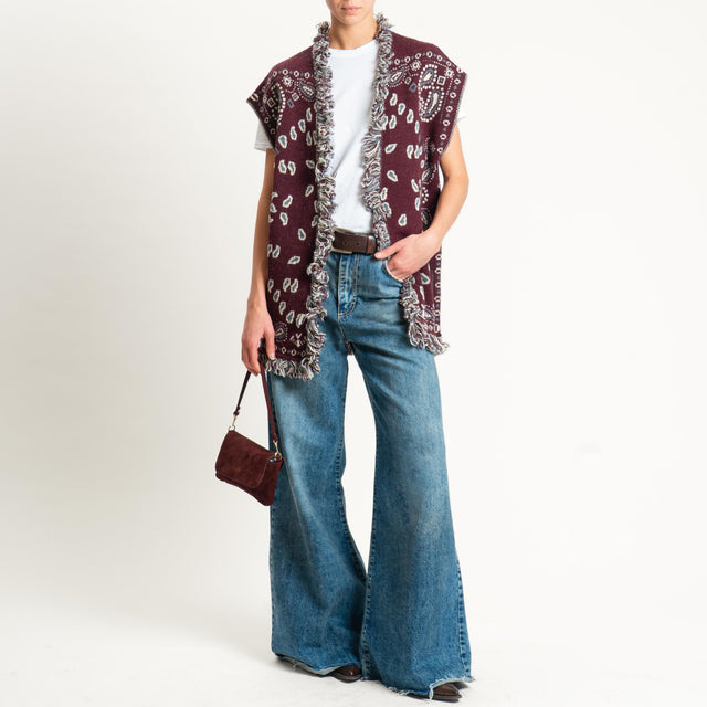Tensione in-Gilet fantasia bandana misto alpaca - burgundy/grigio/latte