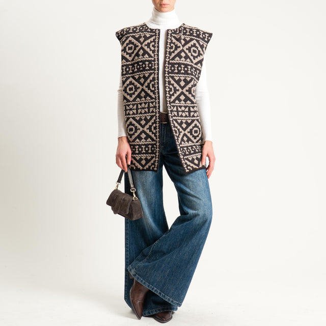 Tensione in-Gilet ecopelliccia fantasia etnica - brown/off white
