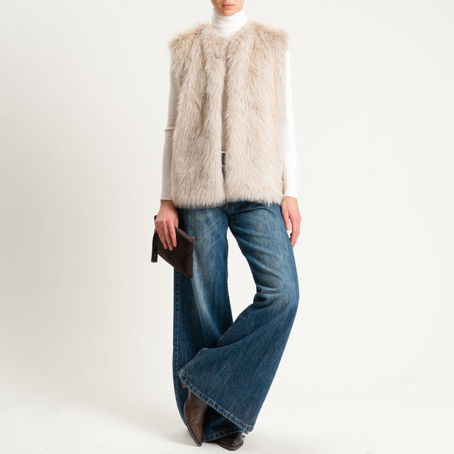 Tensione in-Gilet ecopelliccia fantasia rombo - off white/beige