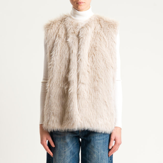 Tensione in-Gilet ecopelliccia fantasia rombo - off white/beige