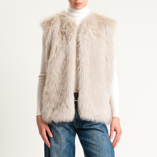Tensione in-Gilet ecopelliccia fantasia rombo - brown/off white