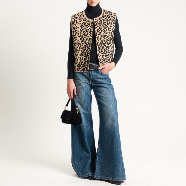Tensione in-Gilet misto alpaca animalier - camel/nero