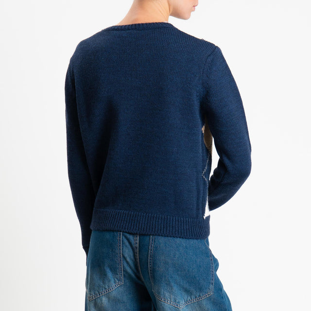 Tensione in-Maglia argyle misto alpaca - blu/off white/taupe