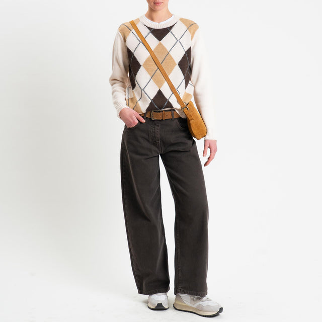 Tensione in-Maglia argyle misto alpaca - beige/moro/off white