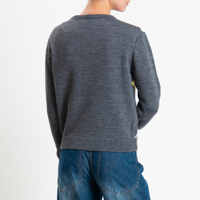 Tensione in-Maglia argyle misto alpaca - charcoal/grigio/giallo