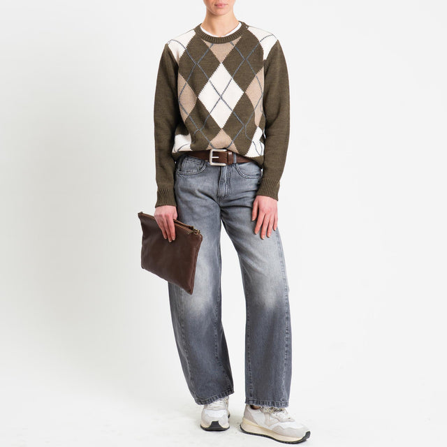 Tensione in-Maglia argyle misto alpaca - green/taupe/off white