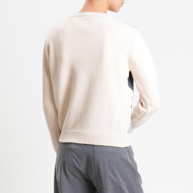 Tensione in-Maglia argyle misto alpaca - off white/charcoal/grigio