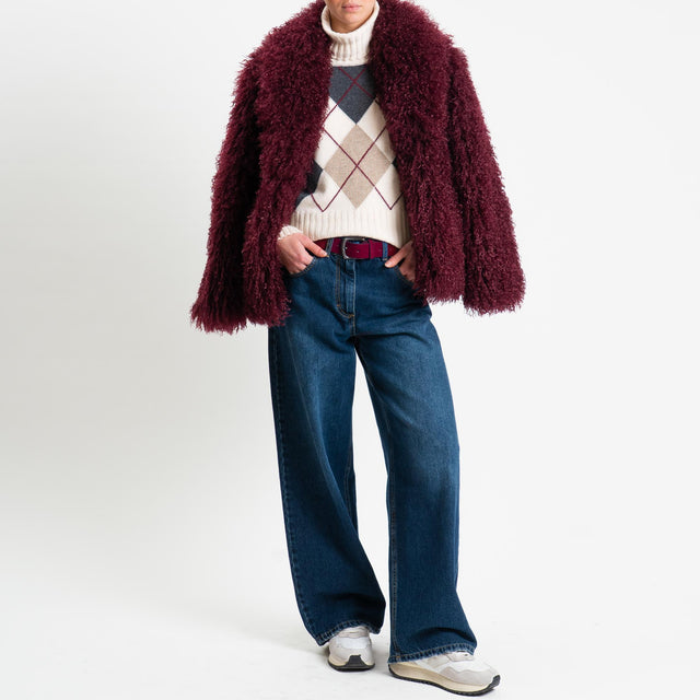 Tensione in-Maglia argyle collo alto misto cashmere - taupe/off white/charcoal