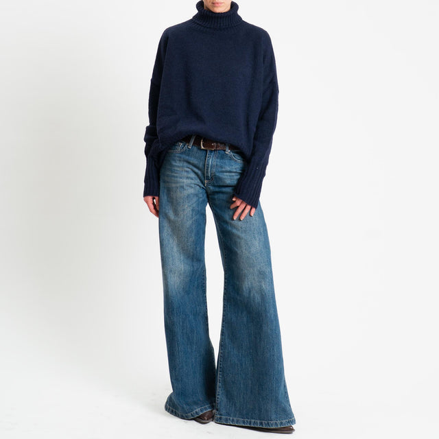 Tensione in-Maglia collo alto misto alpaca - blu