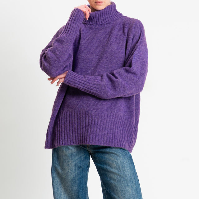 Tensione in-Maglia collo alto misto alpaca - lilla