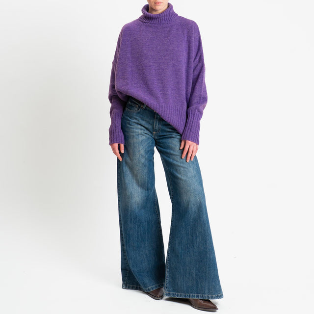 Tensione in-Maglia collo alto misto alpaca - lilla