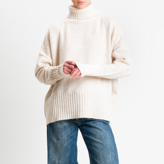 Tensione in-Maglia collo alto misto alpaca - off white