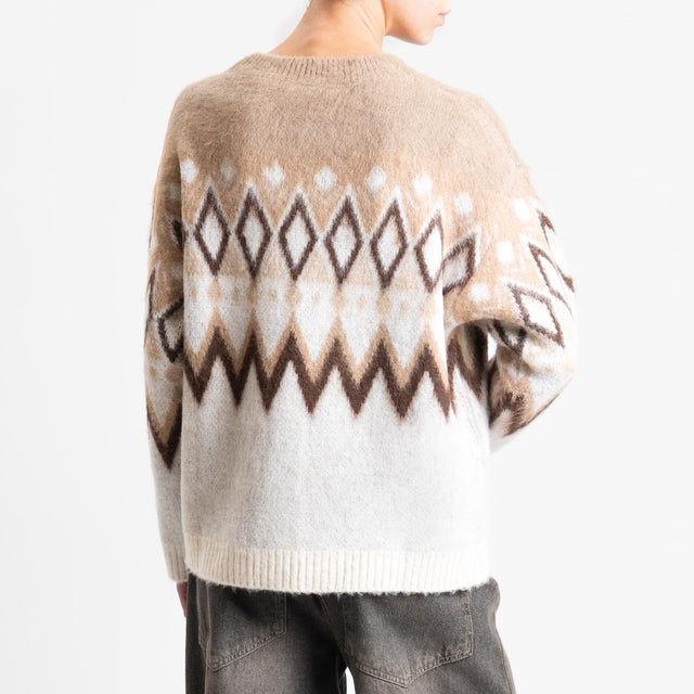 Tensione in-Maglia mohair fantasia fairisle - camel/latte/brown