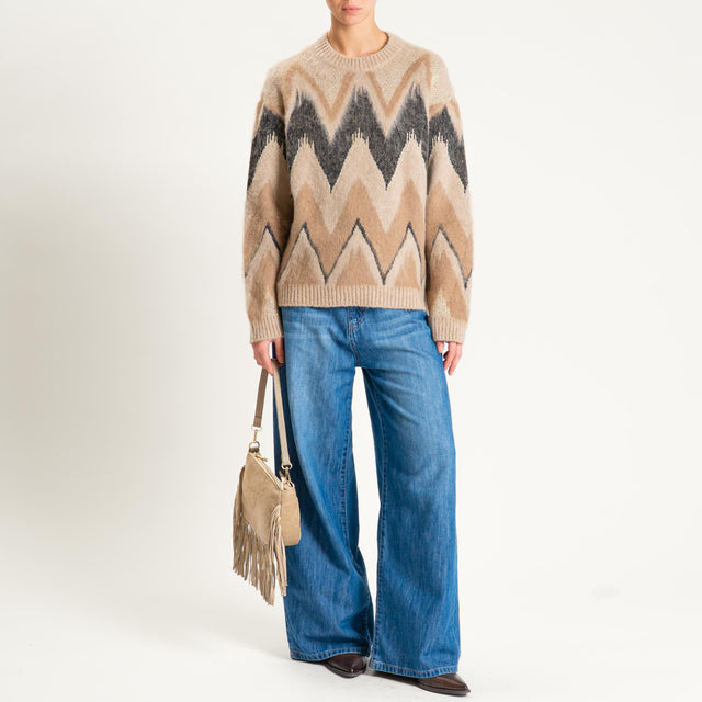 Tensione in-Maglia mohair fantasia con lurex - beige/nero/oro