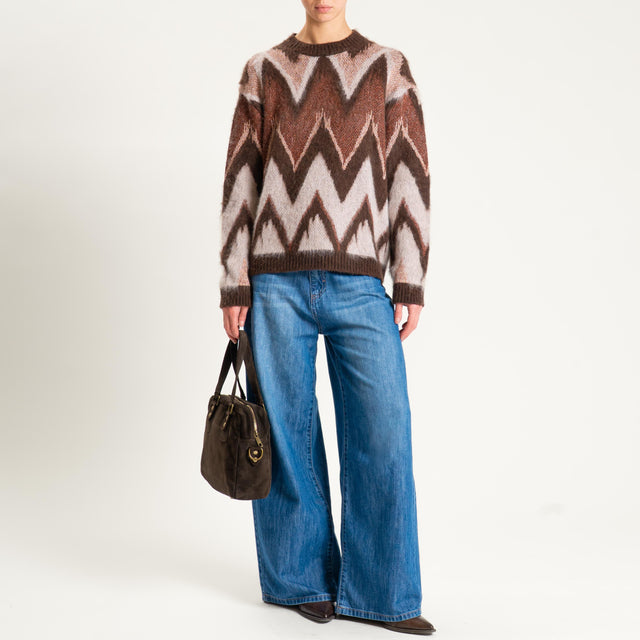 Tensione in-Maglia mohair fantasia con lurex - brown/cipria/bronzo