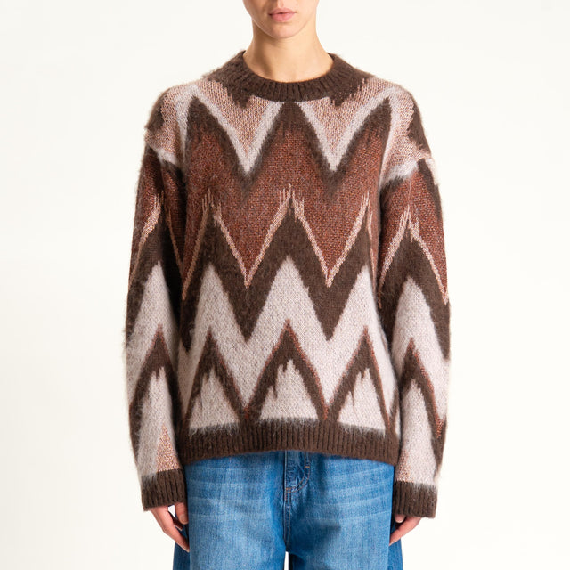Tensione in-Maglia mohair fantasia con lurex - brown/cipria/bronzo