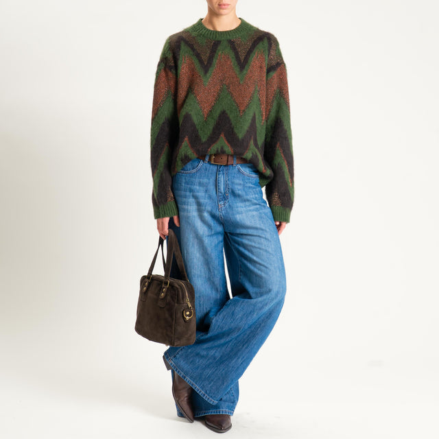 Tensione in-Maglia mohair fantasia con lurex - green/moro/bronzo