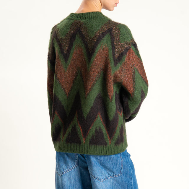 Tensione in-Maglia mohair fantasia con lurex - green/moro/bronzo